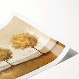 Abstract landscape wall art print showcasing vibrant colors and fluid shapes, rolled for easy shipping and display, ideal for modern home decor.