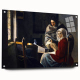Baroque Art Print - Classic Interior Scene with Red and Gray Tones