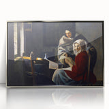 Baroque Art Print - Classic Interior Scene with Red and Gray Tones