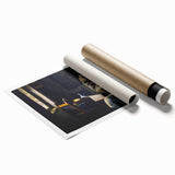 Baroque Art Print - Classic Interior Scene with Red and Gray Tones