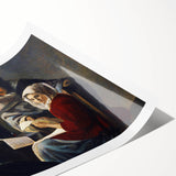 Baroque Art Print - Classic Interior Scene with Red and Gray Tones