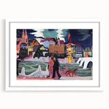 Expressionist Art: View of Basel and the Rhine by Kirchner Print