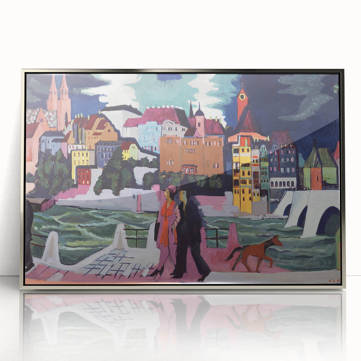 Expressionist Art: View of Basel and the Rhine by Kirchner Print