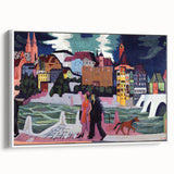 Expressionist Art: View of Basel and the Rhine by Kirchner Print