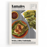 Black and white canvas print of various food dishes, ideal for kitchen wall art.