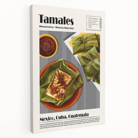 Large art canvas featuring an array of colorful food dishes, ideal for kitchen wall art.