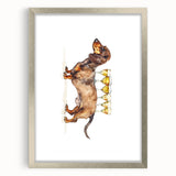 Textured abstract art print in muted earth tones, framed in silver, suitable for bedroom decor.