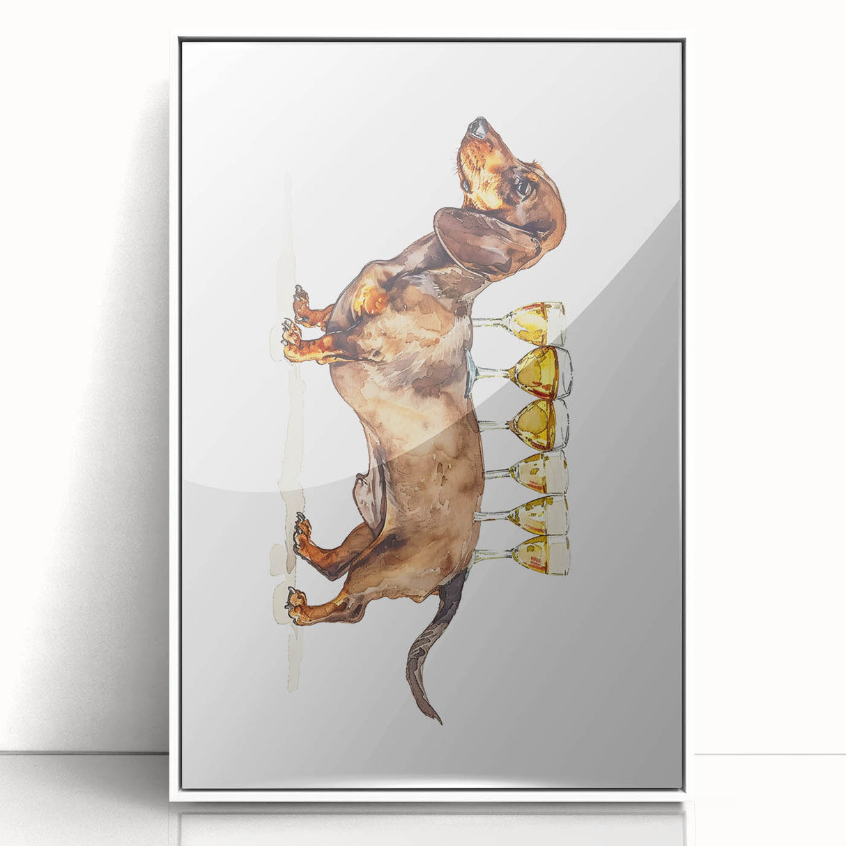 Art deco poster featuring colorful food and drink illustrations on white acrylic, ideal for modern kitchen decor.