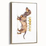 Black and gold vintage poster art of a landscape on framed canvas, suitable for bedroom decor.