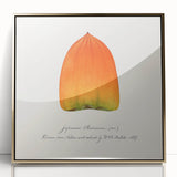 Large art print of assorted fruits in bold colors, framed in gold acrylic, suitable for modern kitchen or nursery.