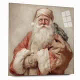Festive Canvas Art - Santa with Gift Sack Christmas Wall Decoration