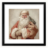 Festive Canvas Art - Santa with Gift Sack Christmas Wall Decoration