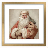 Festive Canvas Art - Santa with Gift Sack Christmas Wall Decoration