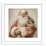 Festive Canvas Art - Santa with Gift Sack Christmas Wall Decoration