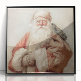 Festive Canvas Art - Santa with Gift Sack Christmas Wall Decoration