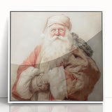 Festive Canvas Art - Santa with Gift Sack Christmas Wall Decoration