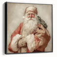 Festive Canvas Art - Santa with Gift Sack Christmas Wall Decoration