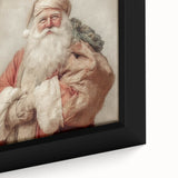 Festive Canvas Art - Santa with Gift Sack Christmas Wall Decoration