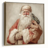 Festive Canvas Art - Santa with Gift Sack Christmas Wall Decoration