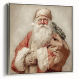Festive Canvas Art - Santa with Gift Sack Christmas Wall Decoration