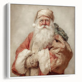 Festive Canvas Art - Santa with Gift Sack Christmas Wall Decoration