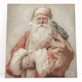 Festive Canvas Art - Santa with Gift Sack Christmas Wall Decoration