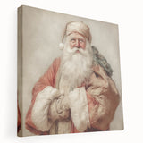 Festive Canvas Art - Santa with Gift Sack Christmas Wall Decoration