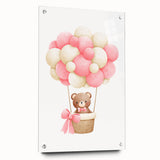 Playroom Wall Art - Teddy Bear Hot Air Balloon Kids Room Decor