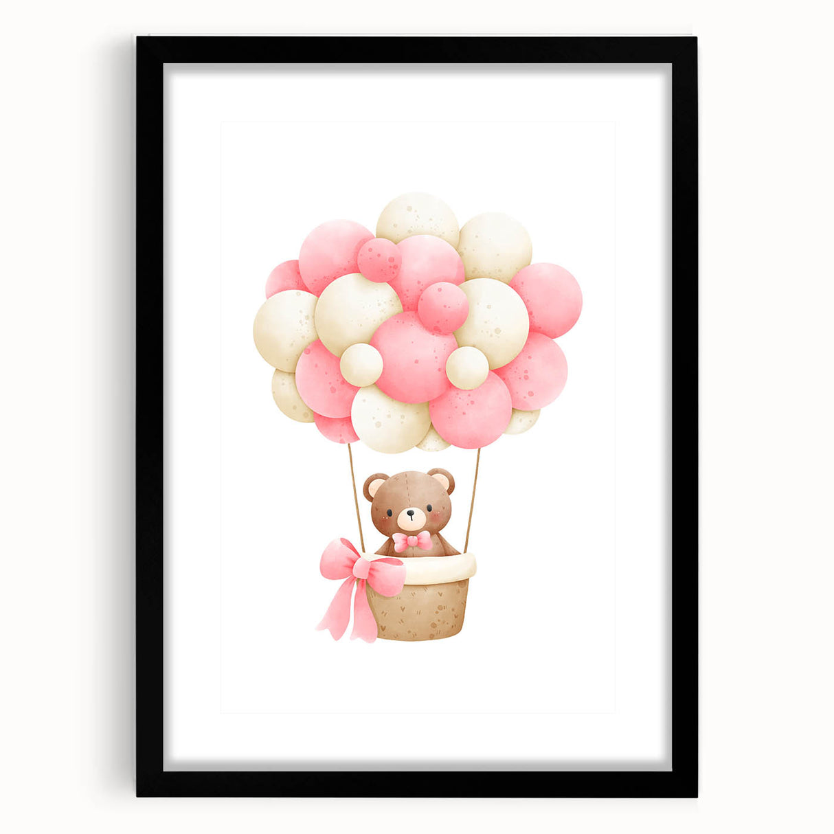 Playroom Wall Art - Teddy Bear Hot Air Balloon Kids Room Decor
