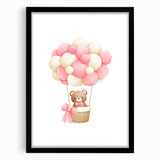 Playroom Wall Art - Teddy Bear Hot Air Balloon Kids Room Decor