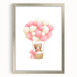Playroom Wall Art - Teddy Bear Hot Air Balloon Kids Room Decor