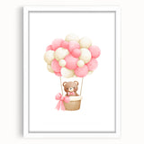 Playroom Wall Art - Teddy Bear Hot Air Balloon Kids Room Decor