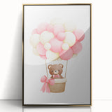 Playroom Wall Art - Teddy Bear Hot Air Balloon Kids Room Decor