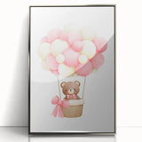 Playroom Wall Art - Teddy Bear Hot Air Balloon Kids Room Decor
