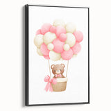 Playroom Wall Art - Teddy Bear Hot Air Balloon Kids Room Decor
