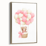 Playroom Wall Art - Teddy Bear Hot Air Balloon Kids Room Decor