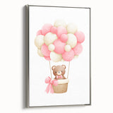 Playroom Wall Art - Teddy Bear Hot Air Balloon Kids Room Decor
