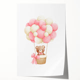 Playroom Wall Art - Teddy Bear Hot Air Balloon Kids Room Decor