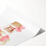 Playroom Wall Art - Teddy Bear Hot Air Balloon Kids Room Decor