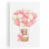 Playroom Wall Art - Teddy Bear Hot Air Balloon Kids Room Decor