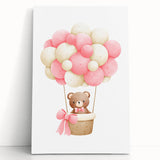 Playroom Wall Art - Teddy Bear Hot Air Balloon Kids Room Decor