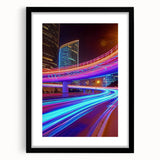 Black landscape bridge frame showcasing a modern design with a mat, ideal for art displays and home decor, viewed from the front to highlight its sleek finish.