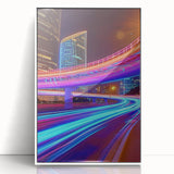 Framed acrylic artwork of a picturesque landscape bridge with a white frame, showcasing vibrant colors and intricate details, perfect for home decor enhancement.