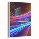 Framed canvas artwork depicting a serene landscape bridge in a natural setting, showcasing vibrant colors and intricate details, perfect for home decor.