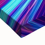 Close-up view of a stretched canvas artwork depicting a vibrant landscape bridge scene, showcasing rich colors and intricate details, perfect for home decor.