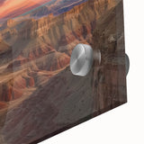 Close-up of a stunning landscape acrylic artwork depicting vibrant canyons in rich earthy tones, showcasing intricate details and textures that evoke a sense of depth and adventure. Perfect for enhancing interior decor with a nature-inspired aesthetic.