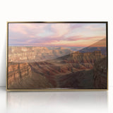 Framed acrylic landscape artwork showcasing vibrant canyons in gold tones, perfect for enhancing modern home decor with its stunning visual appeal.