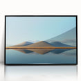 Framed acrylic wall art depicting a serene landscape with vibrant green fields and a blue sky, featuring a sleek black frame, ideal for home decor enhancement.
