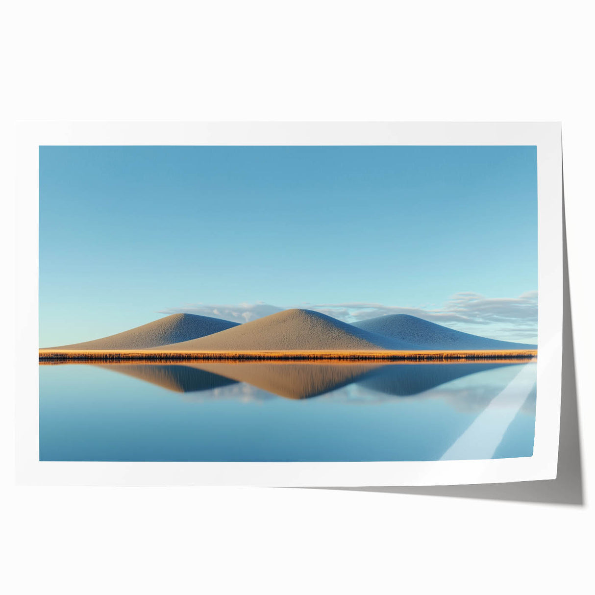 Vibrant rolled canvas print showcasing a serene landscape of golden fields under a blue sky, perfect for home decor or artistic display, packaged securely in a protective tube.