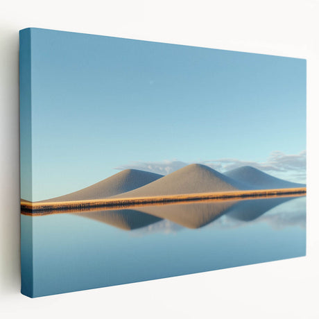 Vibrant stretched canvas artwork depicting a serene landscape with lush green fields and rolling hills, showcasing a side view perspective ideal for home decor.